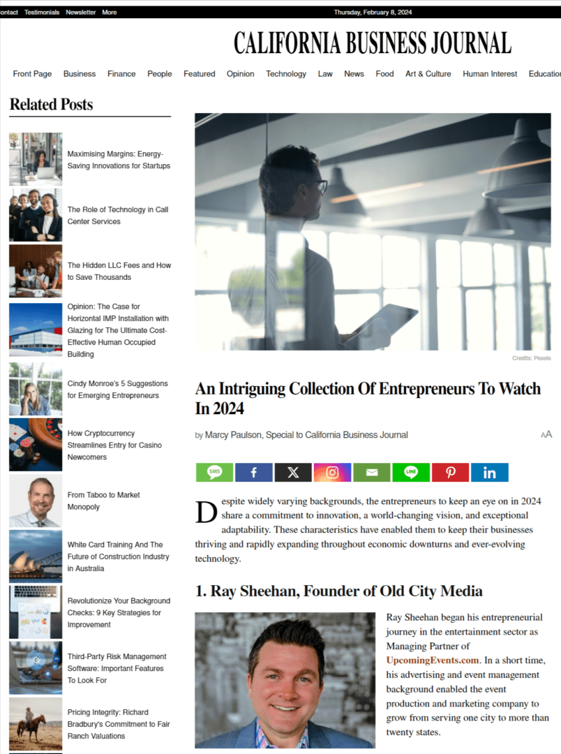 A page of an article about entrepreneurs.